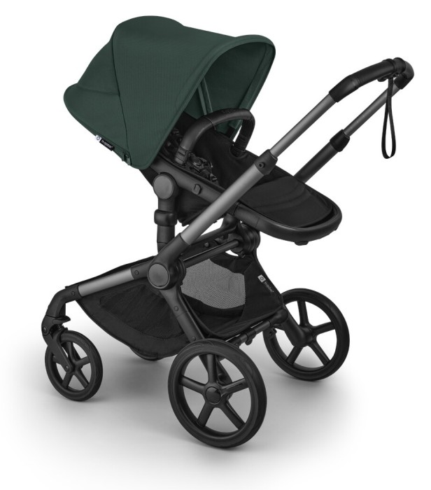 bugaboo fox 5 renew - wózek dziecięcy 2w1 - grafitowy stelaż - kolor black / fern green - wersja spacerowa