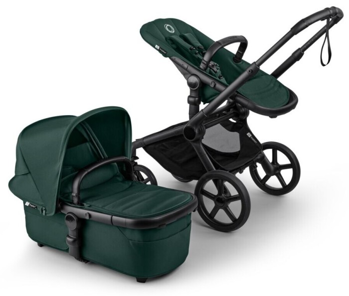 bugaboo fox 5 renew - wózek dziecięcy 2w1 - czarna rama - kolor fern green - wersja z wpiętym siedziskiem