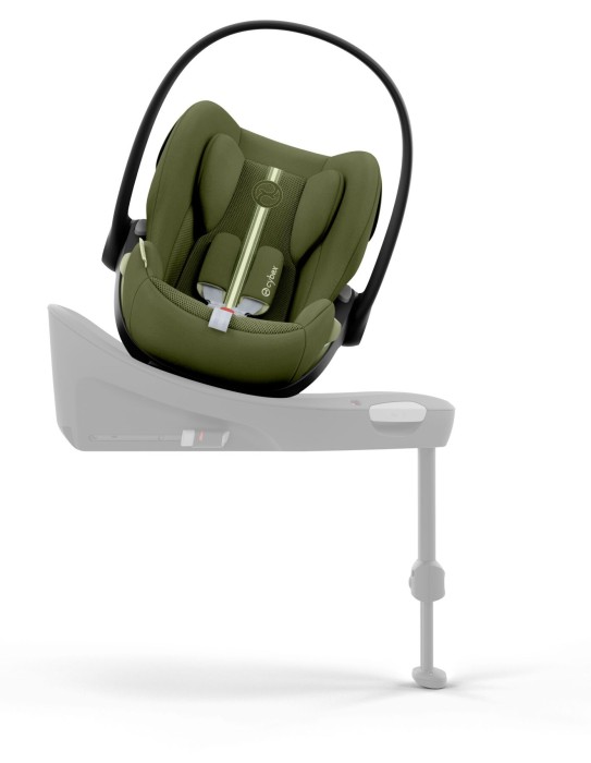 cybex cloud g3 plus - fotelik dla noworodka 40-87 cm - kolor moss green - poglądowe zdjęcie na obrotowej bazie isofix (sprzedawana osobno)