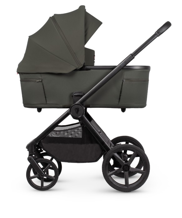 venicci upline 3 - wózek dziecięcy 2w1 - edycja limitowana hunter x venicci - kolor dark olive - wersja głęboka - widok od boku