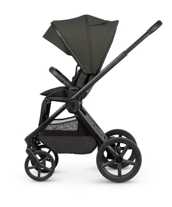 venicci upline 3 - wózek dziecięcy 2w1 - edycja limitowana hunter x venicci - kolor dark olive - wersja spacerowa - widok od boku