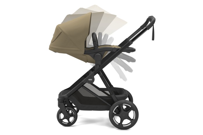 Thule Charm Faded Khaki regulacja pochylenia siedziska spacerowego