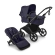 bugaboo cub - wózek dziecięcy 2w1 - wersja z gondolą - obok siedzisko spacerowe - kolor deep indigo (granatowy)