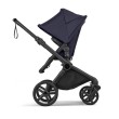bugaboo cub - wózek dziecięcy 2w1 - wersja spacerowa, tyłem do kierunku jazdy - widok od boku - kolor deep indigo (granatowy)