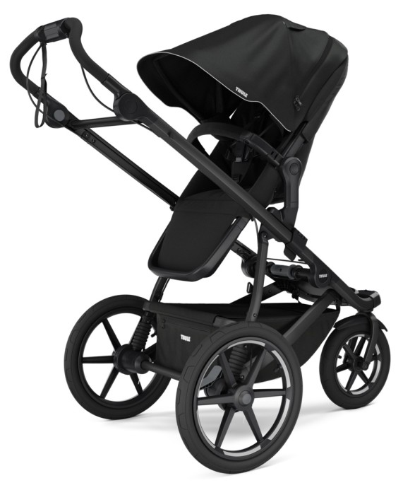 dwukierunkowe siedzisko spacerowe - do wózka thule urban glide 3 i 4 - kolor czarny - mocowanie tyłem do kierunku jazdy - widok pod skosem