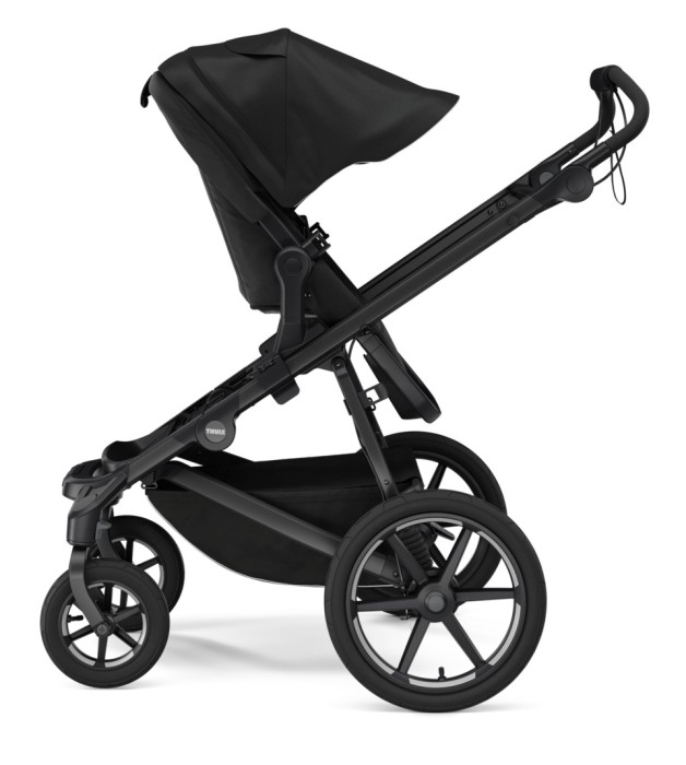 dwukierunkowe siedzisko spacerowe - do wózka thule urban glide 3 i 4 - kolor czarny - mocowanie tyłem do kierunku jazdy - widok od boku