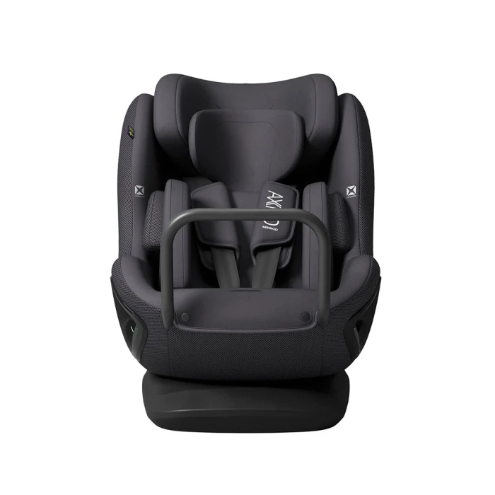 AXKID MINIKID CORE - kolor Arctic Mist Grey widok od frontu na siedzisko z wyciągniętym zagłówkiem