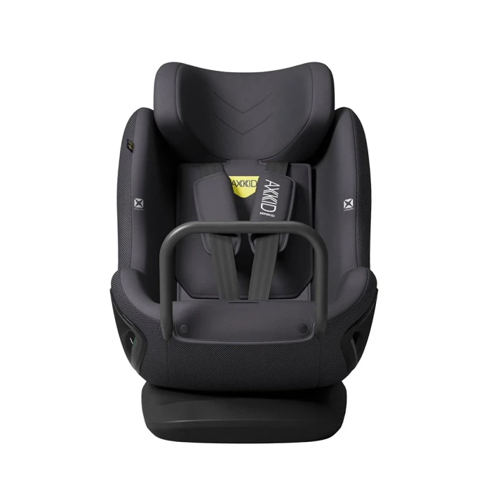 AXKID MINIKID CORE - kolor Arctic Mist Grey widok od frontu na siedzisko z wyciągniętym zagłówkiem