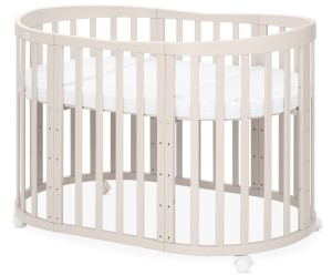 WALDIN 7w1 OWALNE Z MATERACEM wielofunkcyjne łóżeczko dziecięce | Kaszmir | OWAL-C