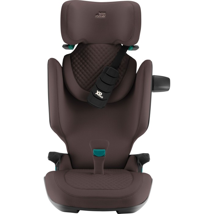 fotelik samochodowy 100-150 cm - britax romer kidfix pro - tapicerka lux - kolor chocolate - widok od przodu - podniesiony zagłówek