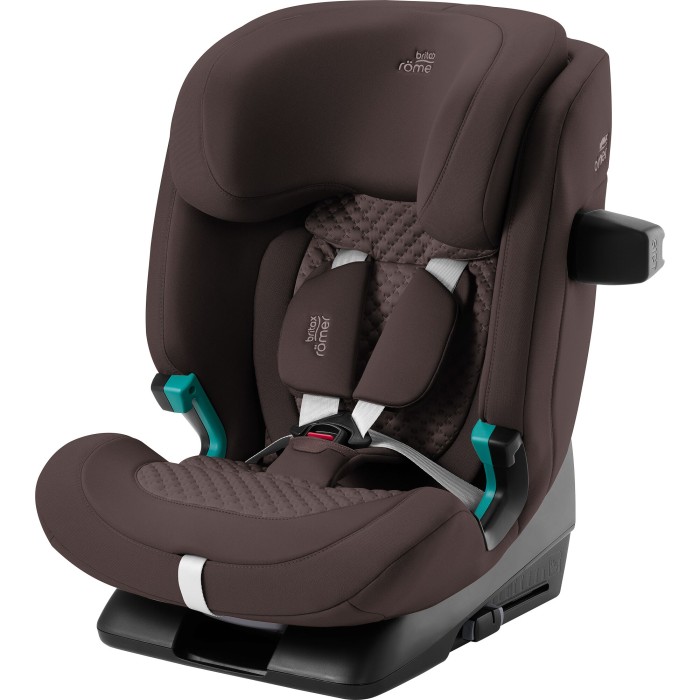Britax Römer Advansafix Pro - fotelik dla dzieci 76-150 cm - tapicerka lux - kolor chocolate - wersja z pasami 5 punktowymi - widok pod skosem
