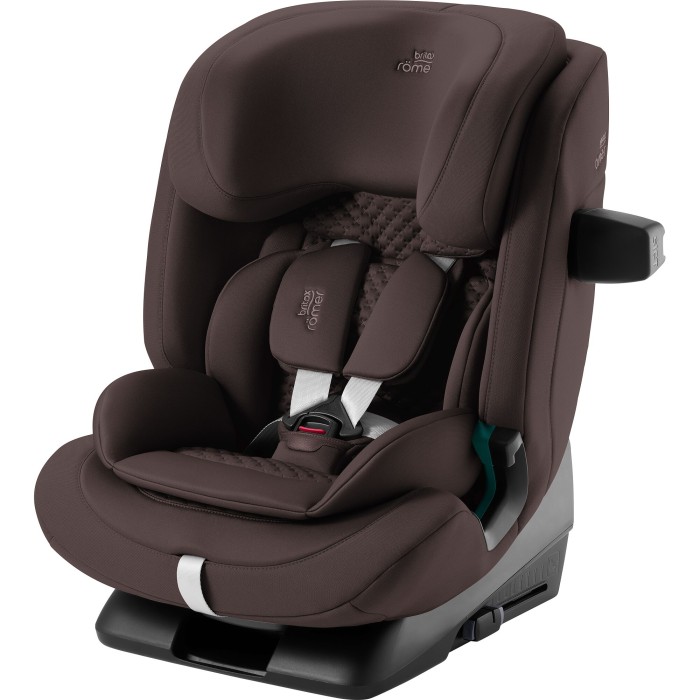 Britax Römer Advansafix Pro - fotelik dla dzieci 76-150 cm - tapicerka lux - kolor chocolate - wersja z pasami 5 punktowymi i wkładką - widok pod skosem