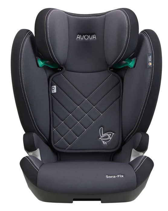 avova sora-fix - fotelik dla starszaka - od 100 do 150 cm - kolor grey black - widok od przodu