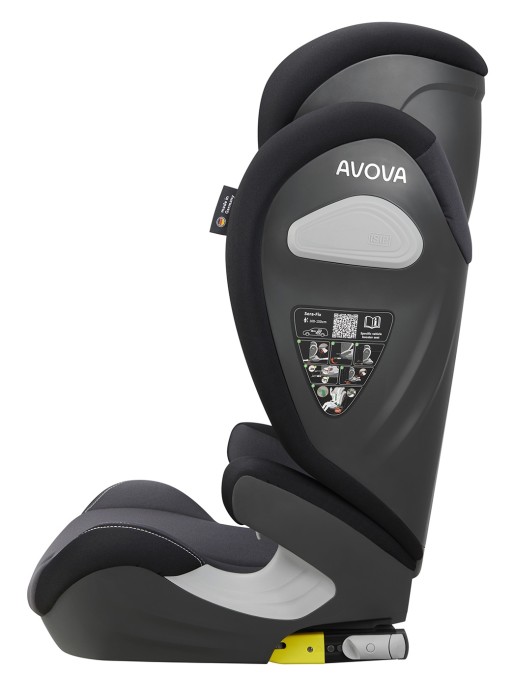 avova sora-fix - fotelik dla starszaka - od 100 do 150 cm - kolor grey black - widok od boku