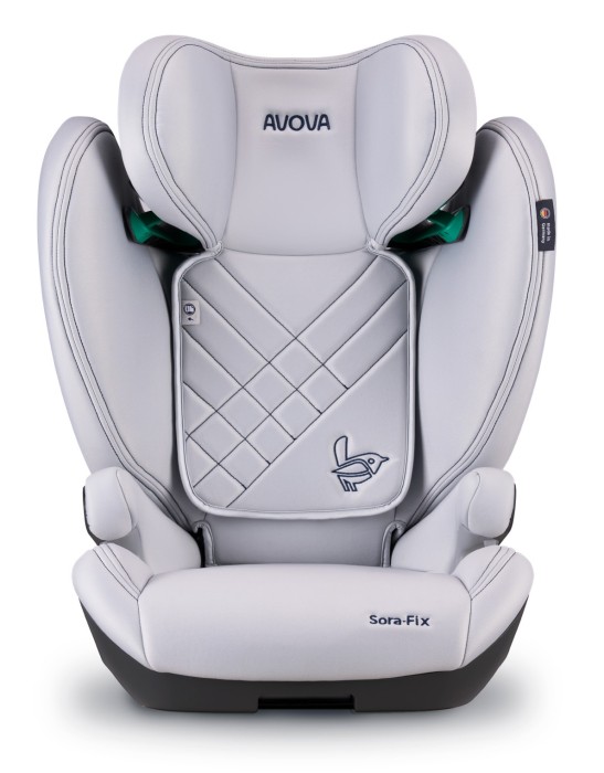 avova sora-fix - fotelik dla starszaka - od 100 do 150 cm - kolor sky grey - widok od przodu