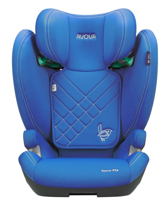 avova sora-fix - fotelik dla starszaka - od 100 do 150 cm - kolor summer blue - widok od przodu