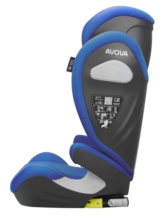 avova sora-fix - fotelik dla starszaka - od 100 do 150 cm - kolor summer blue - widok od boku