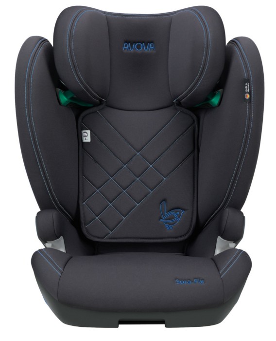 avova sora-fix - fotelik dla starszaka - od 100 do 150 cm - kolor koala blue - widok od przodu