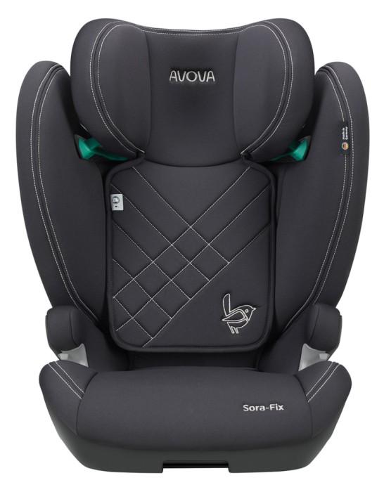 avova sora-fix - fotelik dla starszaka - od 100 do 150 cm - kolor koala grey - widok od przodu