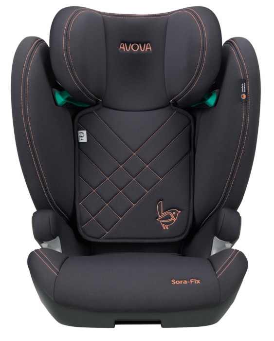 avova sora-fix - fotelik dla starszaka - od 100 do 150 cm - kolor koala orange - widok od przodu