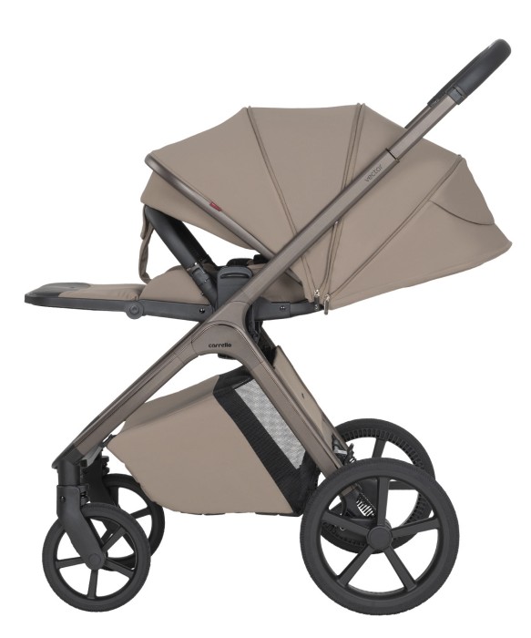 wózek dziecięcy 2w1 - carrello vector f - kolor flannel beige - wersja spacerowa - przodem do kierunku jazdy - oparcie na płasko